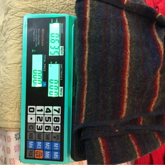 Asiri made in peru alpaca wool hooded long open vest sweater sz l striped - Picture 9 of 9